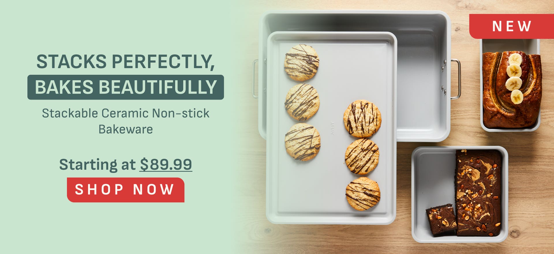 Stacks Perfectly, Bakes Beautifully - Stackable Ceramic Non-stick Bakeware - Starting at $89.99 - Shop Now